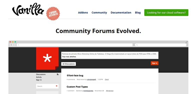 vanilla community forum software