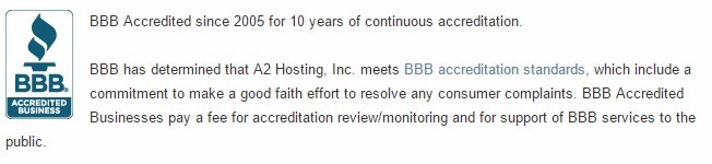 A2Hosting is a BBB Accredited company.