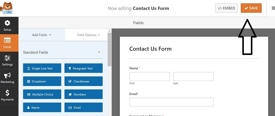 You can see WP Form Fields. Now click Save to save the form