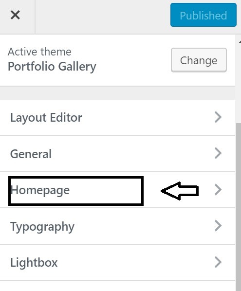 From Customize navigation on left, select Home Page