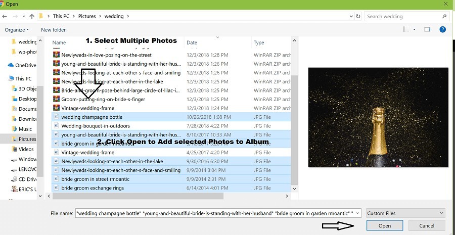 Select Multiple Photos and Add to Album