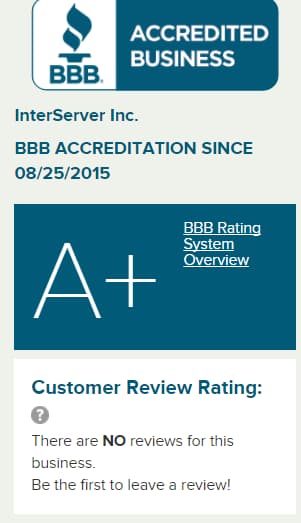 InterServer has an A+ BBB rating,