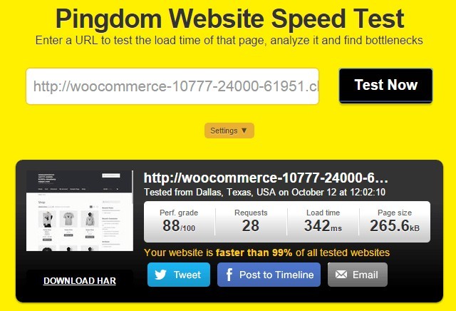 WooCommerce PageSpeed score in Google Cloud