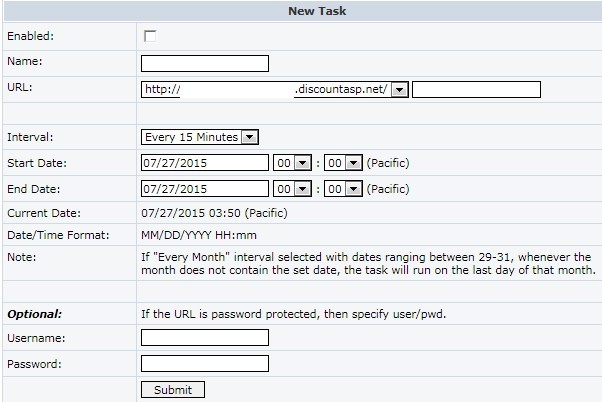 DiscountASP Scheduled Task