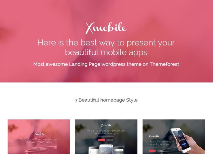 xMobile is a clean and modern WordPress landing page