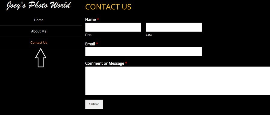 Contact Us link is added Automatically to Navigation menu. Test the form
