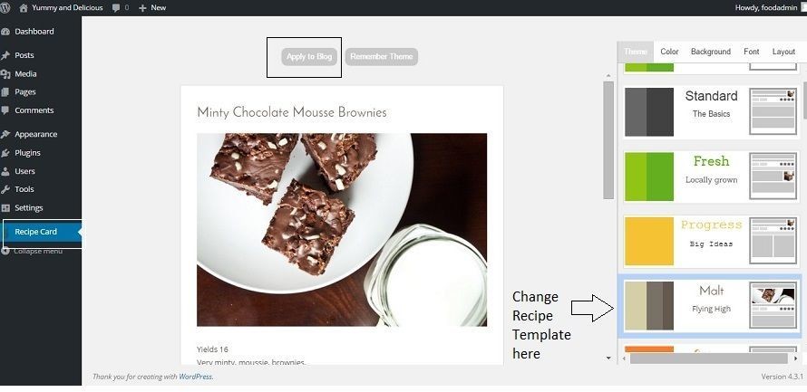 how to change your recipe card theme
