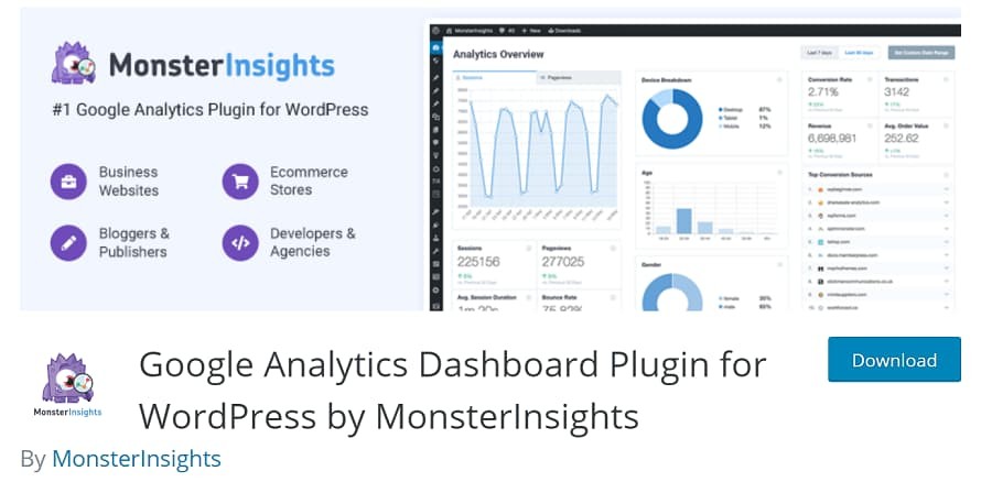 MonsterInsights wordpress plugin