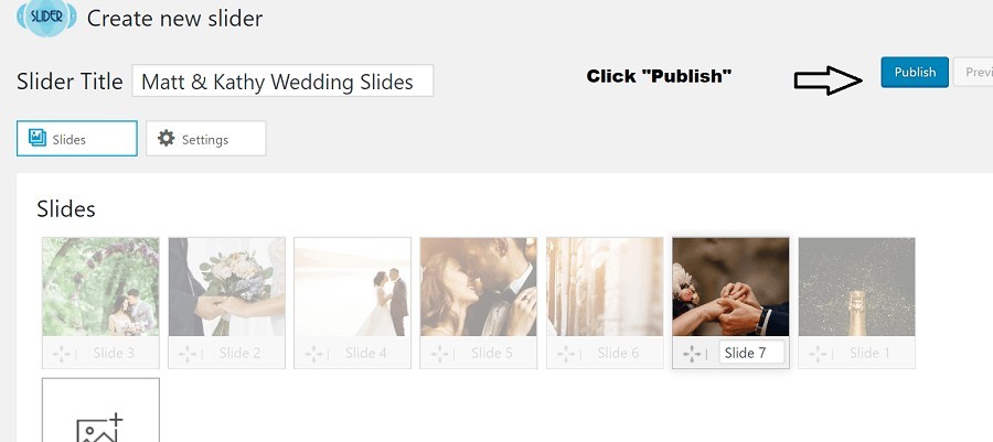 Publish your Slider