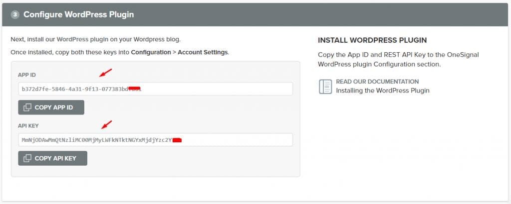 onesignal setup step 5 - wordpress plugin setup settings